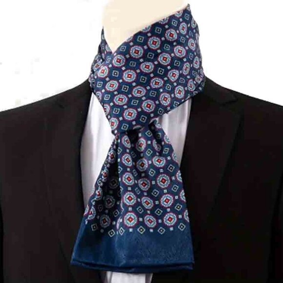 Gascoigne Formal Scarf Blue Fancy Geometric Pattern Men's - Picture 1 of 1